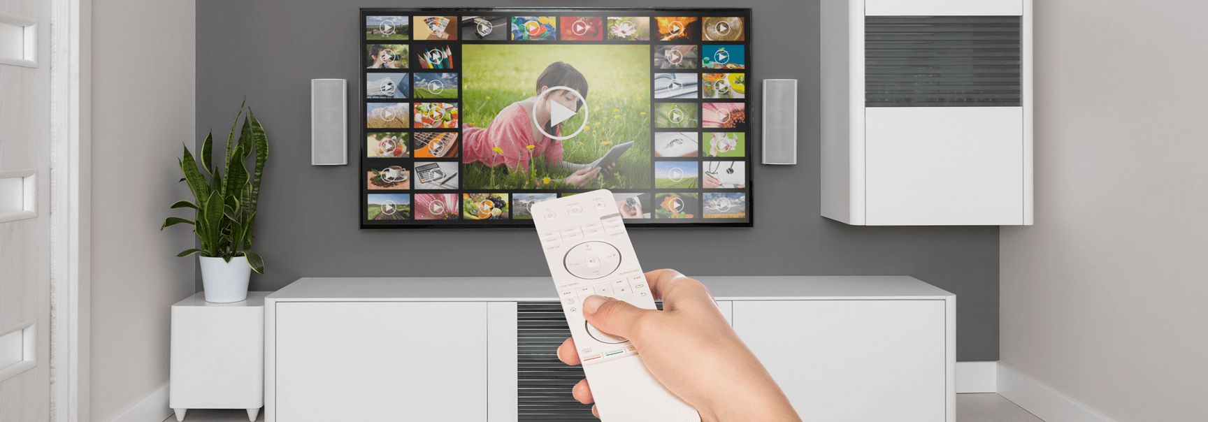 Family TV showing a streaming menu